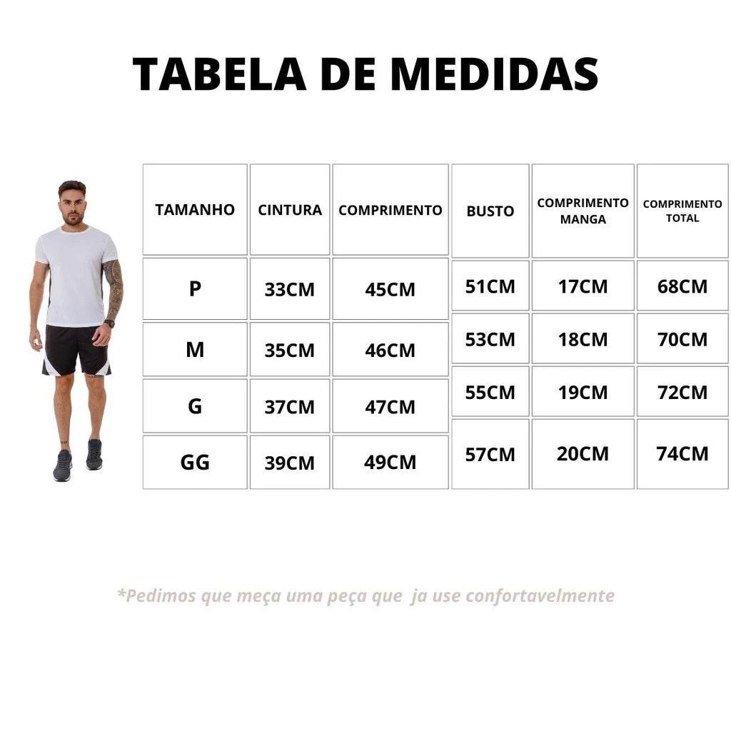 Conjunto Masculino Poliester Academia Básico Dry fit