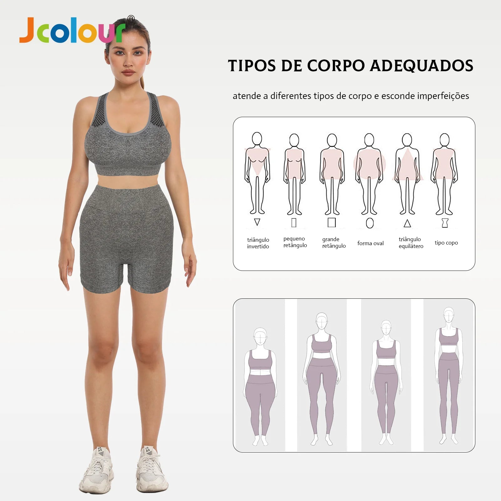 Conjunto de Top e Shorts Esportivo Feminino, Respirável e de Secagem Rápida