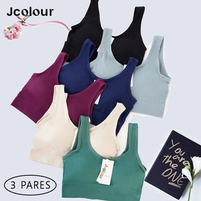 Conjunto de 3 peças: Top esportivo push-up, Poliéster, Respirável e confortável.