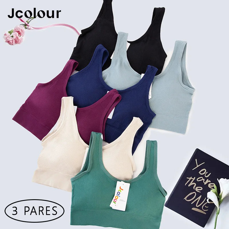 Conjunto de 3 peças: Top esportivo push-up, Poliéster, Respirável e confortável.