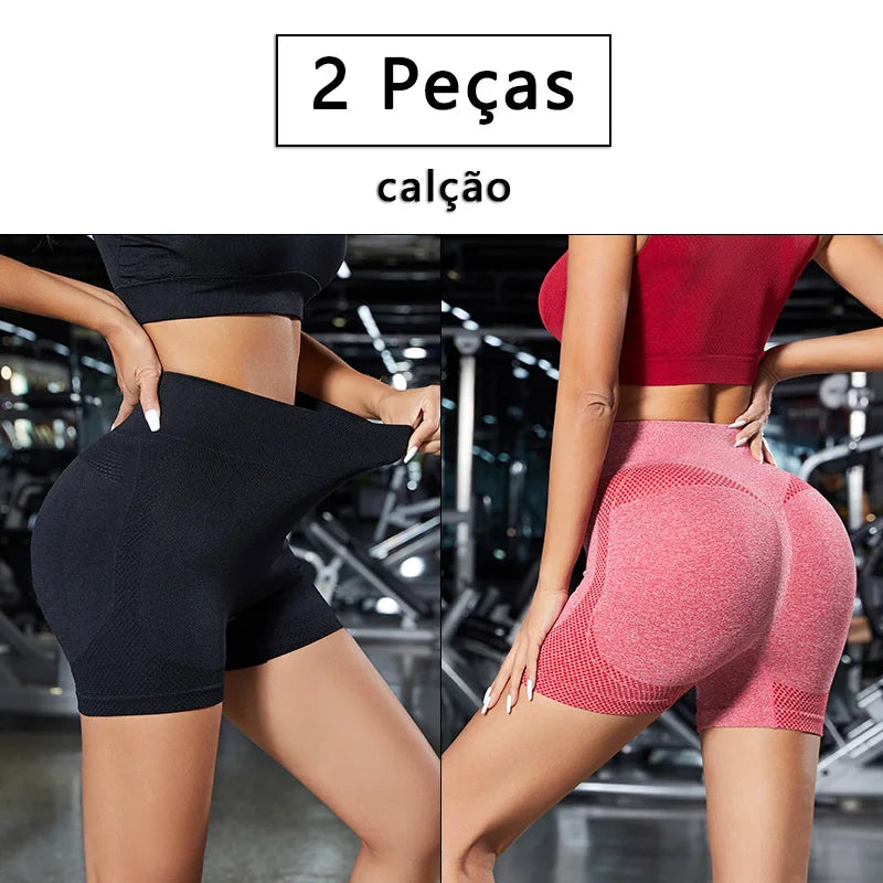 Shorts de Academia para Mulheres, Cintura Alta, Levanta Bumbum, Alta Elasticidade, Respirável