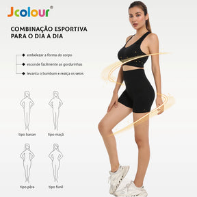 Conjunto de Top e Shorts Esportivo Feminino, Respirável e de Secagem Rápida