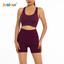 Conjunto de Top e Shorts Esportivo Feminino, Respirável e de Secagem Rápida