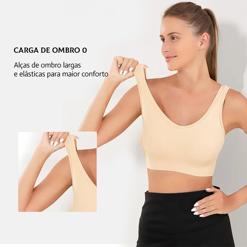 3 Peças top Esportivo Feminino Roupas de Academia Feminina  Sem Costura Respirável
