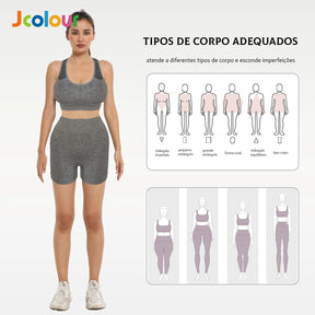 Conjunto de Top e Shorts Esportivo Feminino, Respirável e de Secagem Rápida