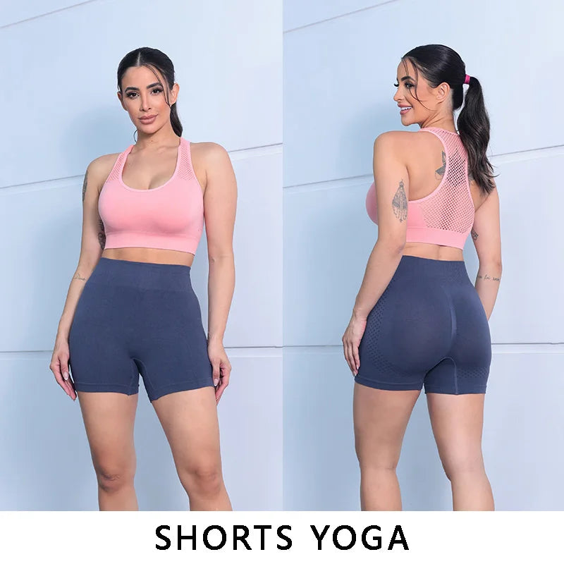 Shorts de Academia para Mulheres, Cintura Alta, Levanta Bumbum, Alta Elasticidade, Respirável