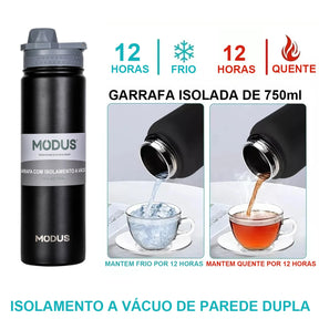 Garrafa Térmica MODUS com Canudo Copo Térmico de Aço Inoxidável Isotérmico 750ml