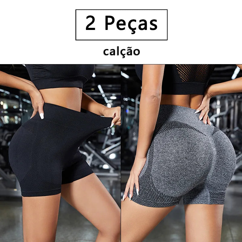 Shorts de Academia para Mulheres, Cintura Alta, Levanta Bumbum, Alta Elasticidade, Respirável
