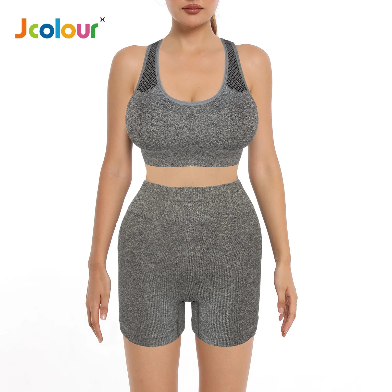Conjunto de Top e Shorts Esportivo Feminino, Respirável e de Secagem Rápida